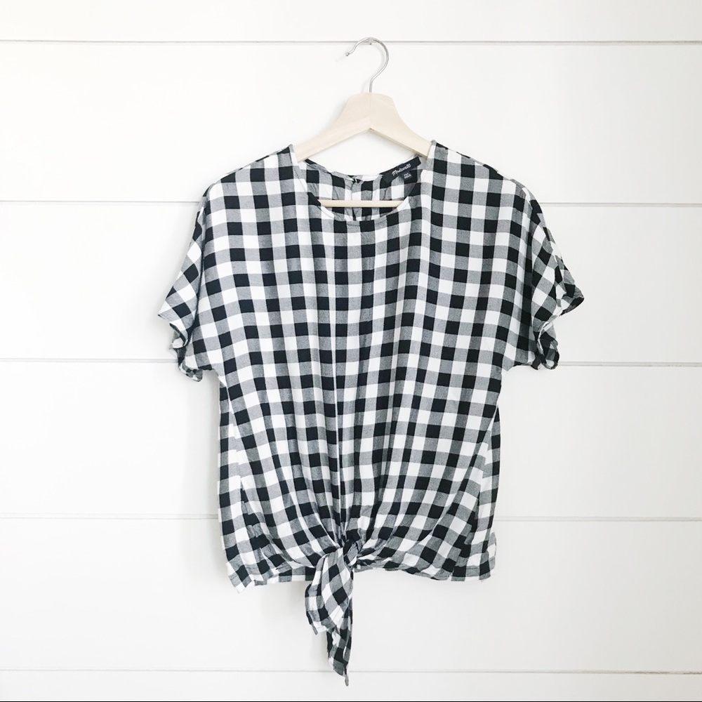 Black and white tie blouse